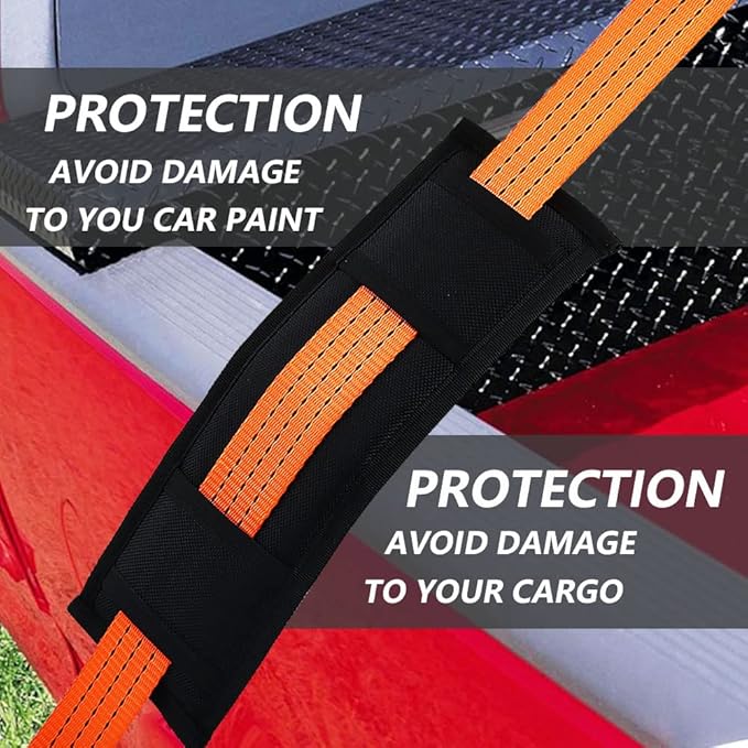 2 Pack Universal Tie Down Strap Protector Sleeve Ratchet Strap Protector Sleeve for Boat, Trailers, Jetski, Waverunner Black 4 x 12 Inches