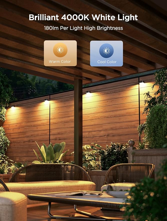 Govee RGBIC Outdoor Deck Lights, 4000K White Light, IP65 Smart Lights | 60+ scene modes, -4°F to 104°F, APP Remote or Voice Control, Work with Alexa, Matter, Google Home, for Outdoor Decor, 32.8ft