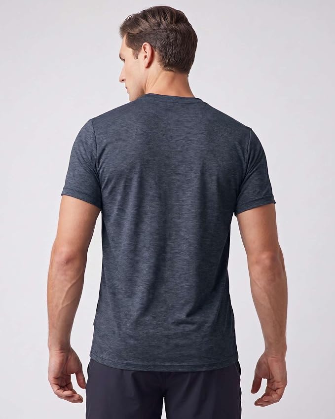 5 Pack Men's Dry Fit V Neck Gym Workout T Shirts Athletic Moisture Wicking | Cooling, Quick Dry, Breathable, Short Sleeve, Exercise, Cycling, Sports, Outdoor, Fitness, Golf, Crossfit, Hiking, Tennis