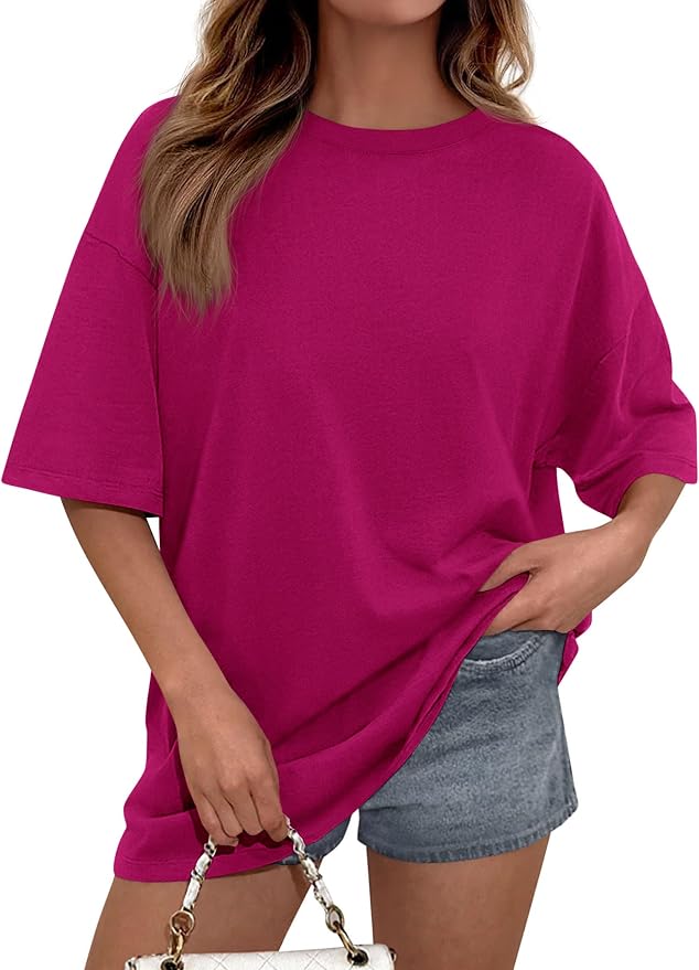PRETTYGARDEN Womens 2026 Spring Going Out Tops Casual Short Sleeve Crewneck Loose Fit Basic Oversized T Shirts Summer Outfits