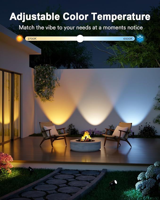 Lumary Smart Landscape Lights Gen2, 56FT Outdoor Spotlights, 6 Pack | RGBAIWW Color Changing, Warm White, IP65 Outdoor Rated, APP/Alexa/Google/Remote, 56FT Cable for Yard & Pathway