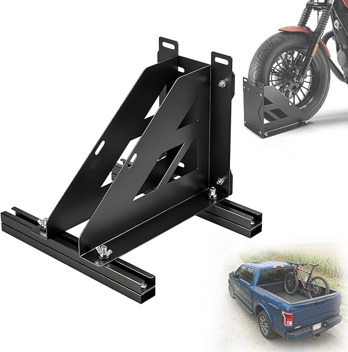 Heavy Duty Motorcycle & Bike Wheel Chock Stand, Adjustable Range for 1" to 4.3" Width Tires, Dual-Use Parking Rack for Garage Storage Pickup Truck Fit for Most Tire Size 16"-29" Wheels