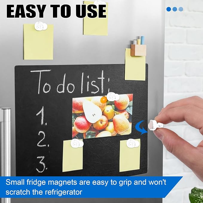 LOVIMAG Fridge Magnets 20Pcs, Magnet for Refrigerator Whiteboard, White | Small Strong Neodymium Metal Cute Push Pin for Classroom, Kitchen, Accessories Decorative, Office, Calendar