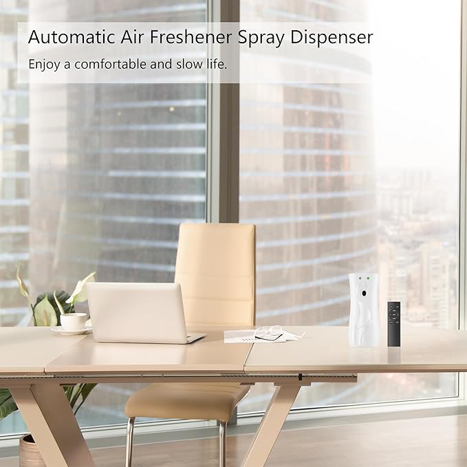 8-Pack Automatic Air Freshener Spray Dispenser with Remote Control,Wall Mounted/Free Standing for Commercial Use,Multiple Time Scent/Mist Release Settings for Room/Restroom (WHITE, standard)