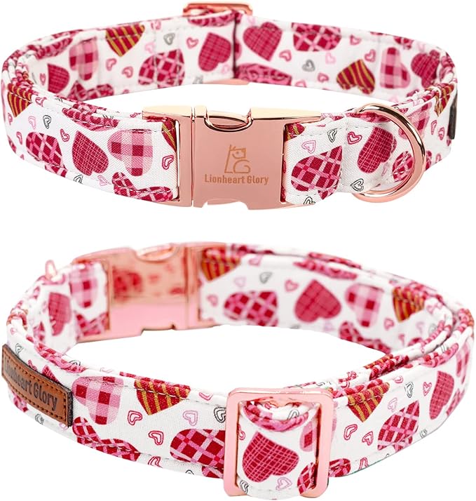 Lionheart glory Heart Dog Collar, Adjustable Dog Collar with Bowtie, Pet Gift Collar for Dog Soft Bowtie Dog Collars for Large Dogs