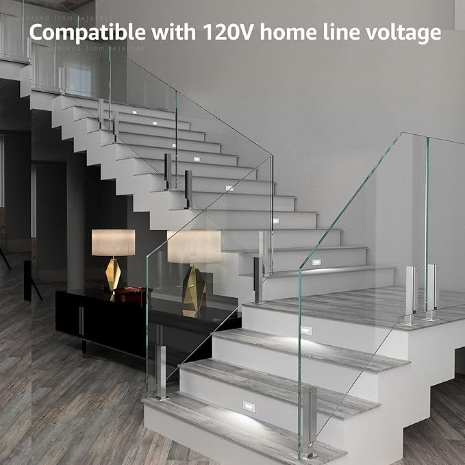 LEONLITE White 5CCT 120V LED Step Lights, 3.5W 150LM 5%-100% Dimmable Horizontal Stair Lights Indoor Outdoor Wet Location, CRI90+ & ETL, 2700K/3000K/3500K/4000K/5000K, Aluminum, Pack of 3