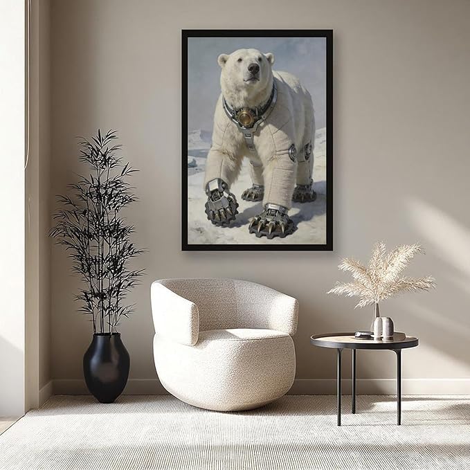 Framed Futuristic Fantasy Wall Art for Living Room TV Wall Modern Tech Style Home Decor 08x12in