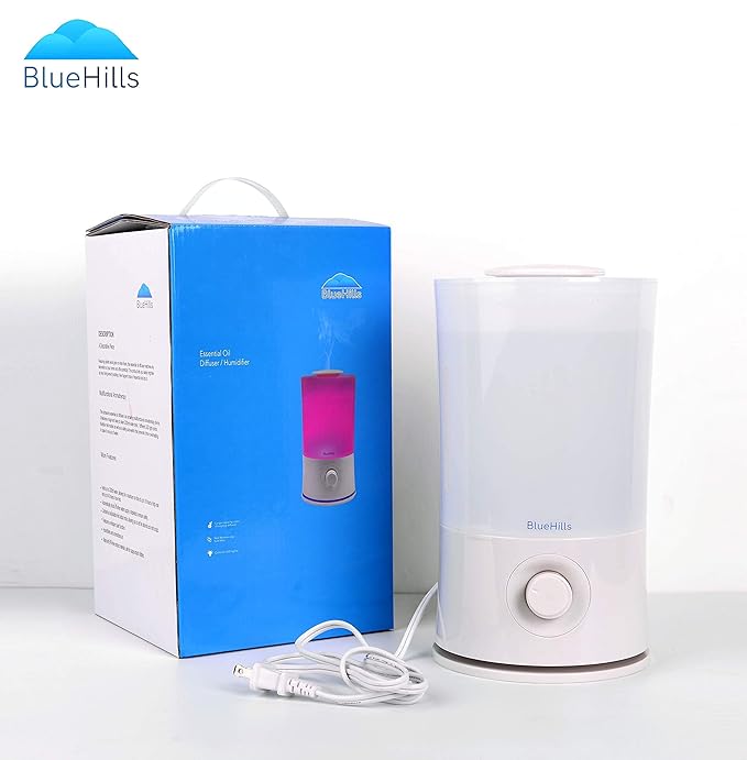 BlueHills Premium 2000 Ml Set of 2 Large Essential Oils Diffusers for Large Rooms Big Capacity Models Adjustable Cool Mist Great Gift – Value Pack of 2 White