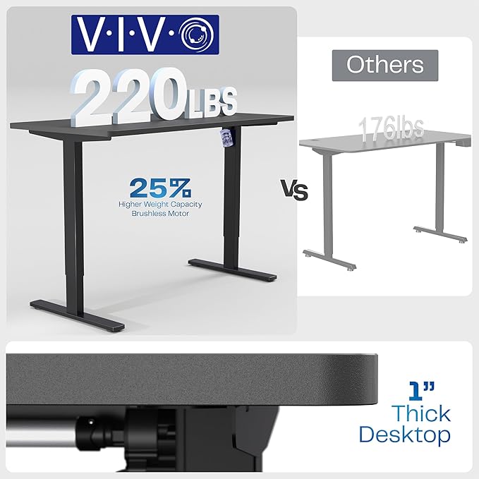 VIVO Electric 55 x 28 in Standing Desk, Memory Height Adjustment, 1B Series, Holds 220 lbs, One-Piece Rustic Vintage Brown Top, Black Frame, DESK-KIT-1B55N