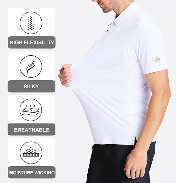 Esabel.C Jacquard Golf Shirts for Men Moisture Wicking Short Sleeve Performance Dry Fit Active Mens Polo Shirts