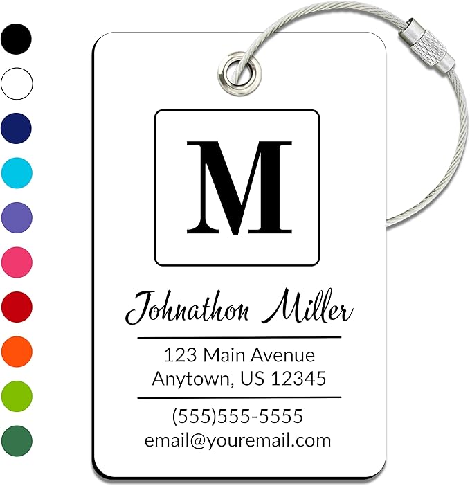 Personalized Luggage Tag | Custom Luggage Tags for Suitcases | Kids Backpack Tag | 10 Color Options & Choose Font, Font Color