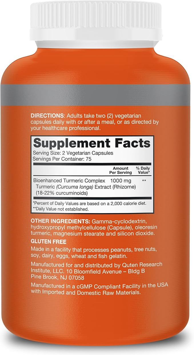Qunol Turmeric Curcumin Supplement, 1000mg with Ultra High Absorption, for Joint Support, Extra Strength Capsules, 150 Count