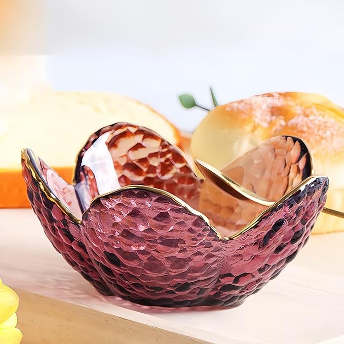Small Purple Flower Jewelry Dish, Glass Jewelry Ring Tray Trinket Bowl, Nightstand Decor Ring Holder for Women, Wedding, Birthday, Mother's Day Gifts for Women