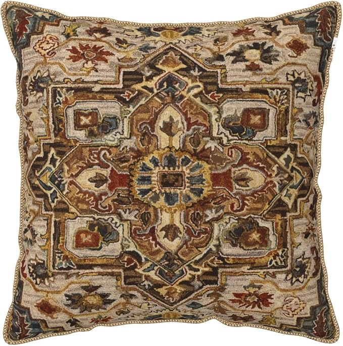 Terracotta Gold Vintage Velvet Pillow Covers 18x18 Inch Tan Brown Khaki Bohemian Tapestry Carpet Throw Pillows for Couch Soft Cushion Covers Pillowcase Aztec Boho Rug Pillow Cases for Bed Living Room