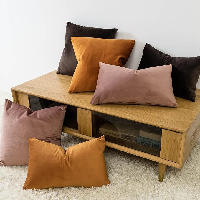 18x18 Throw Pillow Covers Decorative Velvet Cushion Covers Set of 2,Jam | Soft Pillow Cases with Invisible Zipper for Modern Couch Sofa Bed Living Room Bedroom Home Decor