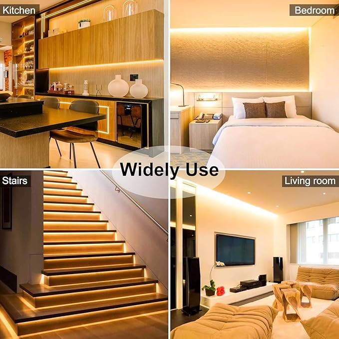 COB LED Strip, Warm White LED Strip Lights 16.4ft, 3000K COB LED Light Dimmable LED Strip, CRI92+, 8mm Width, 24V Flexible COB LED Tape Light for TV, Bedroom, Kitchen Cabinet, Closet, Home.