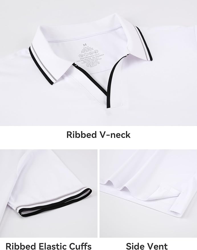 Esabel.C Jacquard Golf Shirts for Men Moisture Wicking Short Sleeve Performance Dry Fit Active Mens Polo Shirts