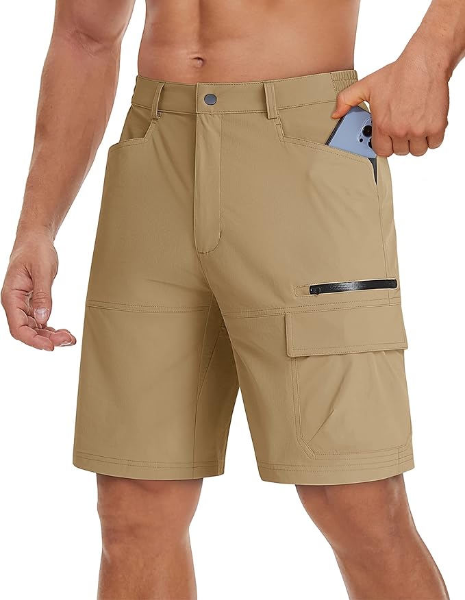 TACVASEN Men's Summer Outdoor Shorts Quick Dry Cargo Casual Work Hiking Shorts (NO Belt)