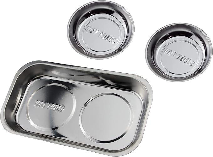 VCT 3pc Magnetic Tray Holder Stainless Steel for Socket Screw Nuts Bolts Metal Parts
