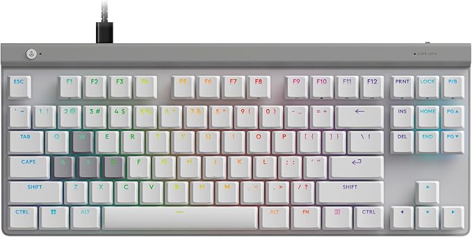Logitech G515 TKL Rapid Wired Gaming Keyboard (Hall-Effect) - White | Fully customizable PC gaming, analog low-profile switches, ultra-slim design, for USB-A port