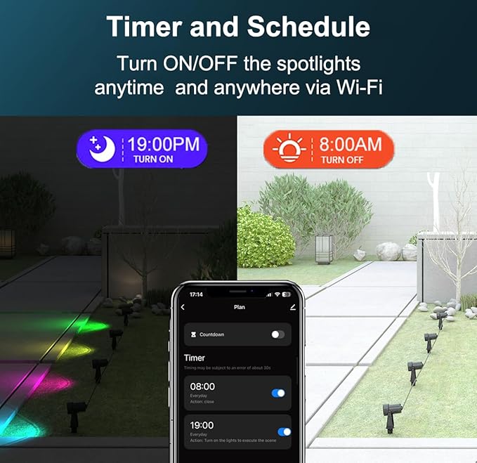 Ligency Smart Low Voltage Landscape Lights, 4-Pack RGBW Color Changing Outdoor Spotlights with Alexa & Google Control, IP65 Waterproof Landscape Lighting for Trees, Garden, Yard, Pathway & Holiday