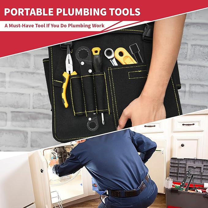 Plumbing Tools Angle Stop Wrench Kit - 3-Piece Plumber Tool Set with Compression Sleeve Puller & 4-Way Sillcock Key - Fits 3/8" & 1/2" MPT Ferrule Removal Tool for Tight Spaces Under Sink-Black