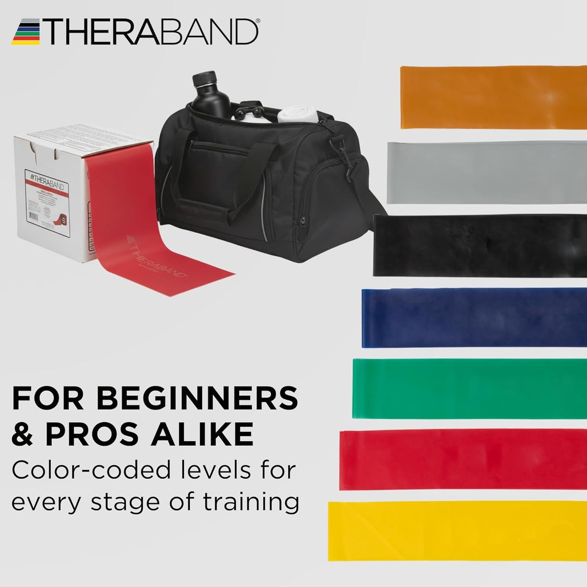 TheraBand Resistance Band - Non-Latex Professional Elastic Bands for Upper & Lower Body Exercise | Rehab & Pilates