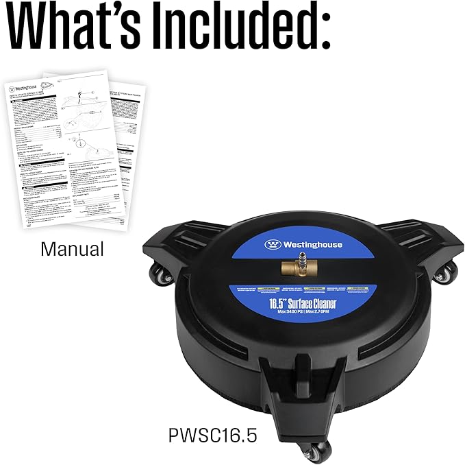 Westinghouse Universal 16.5" Pressure Washer Plastic Surface Cleaner Attachment - 3400 Max PSI, 1/4” Connector - for Gas and Electric Pressure Washers