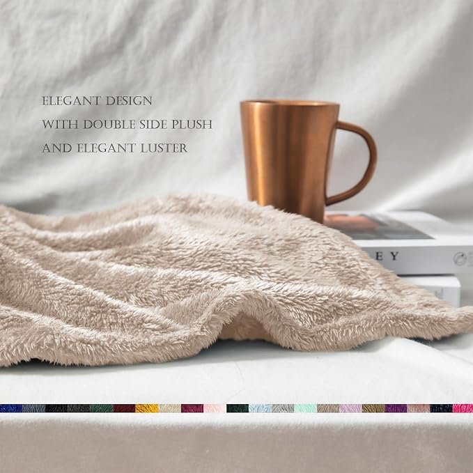 Exclusivo Mezcla Fuzzy Plush Fleece Bed Blanket Queen Size, Camel | 90x90 Inches, Super Soft and Cozy Bed Blanket, Fluffy Decorative Bedding for Livingroom, Bedroom, All Season