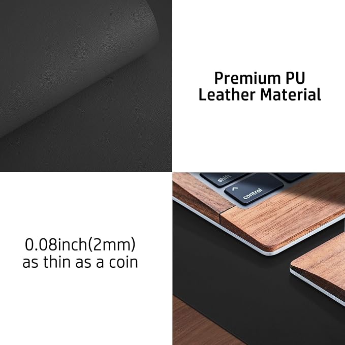 Aothia Leather Desk Pad Protector, Mouse Pad, Office Desk Mat, Non-Slip PU Leather Desk Blotter, Laptop Desk Pad, Waterproof Desk Writing Pad for Office and Home (48"x17", Black)