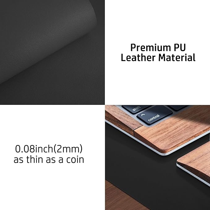 Aothia Leather Desk Pad Protector, Mouse Pad, Office Desk Mat, Non-Slip PU Leather Desk Blotter, Laptop Desk Pad, Waterproof Desk Writing Pad for Office and Home (Black,36" x 17")