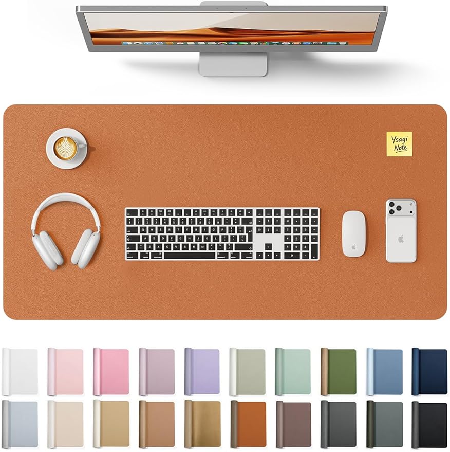 YSAGi Desk Protector&Blotter, Non-Slip Waterproof Leather Mouse Pad | Shields Scratches, Stains, Spills, Heat & Scuffs; Suede Non-Slip; Easy-Clean; Comfy Writing/Typing, 31.5" x 15.8",Brown