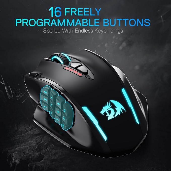 Redragon M913 MAX Wireless MMO Gaming Mouse 26000 DPI Remapping Keys | Cable-Free 0 Delay, Smooth Precise Tracking, Redefine Keybinding Macro, Vibing Backlight, Ergonomic Grip Body Comfort