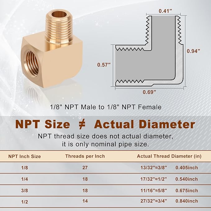 5pcs 1/8??Brass Fittings 90 Degree Barstock Street Elbow 1/8" NPT Male Pipe to 1/8" NPT Female Pipe Elbow Forged Brass Pipe Fittings