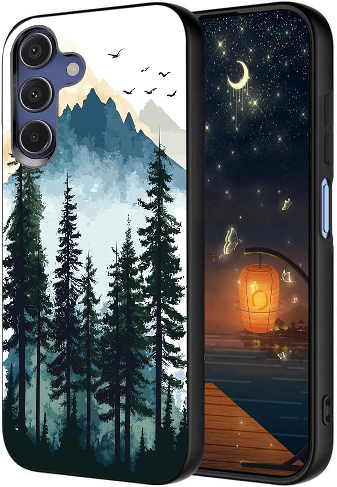 Designed for Galaxy A17 5G Phone Case,Slim Silicone Shockproof Protective Case for Galaxy A17 5G 6.7 inch,Watercolor Forest Mountains