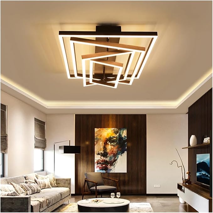 Nordic Home Decoration Salon Bedroom Decor Smart Led Lamp Lights for Room Dimmable Ceiling Light Indoor Lighting Minimalist Design(Neutral Light,Gold 5layers)