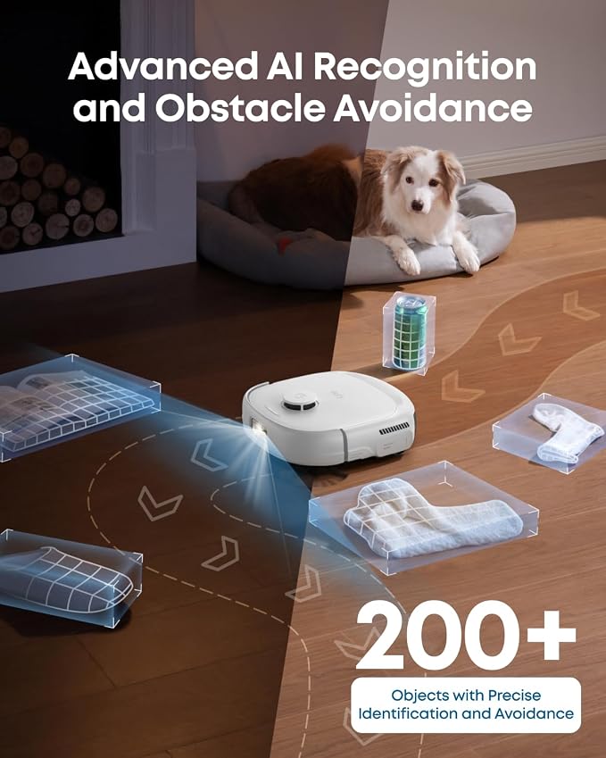 eufy E25 Robot Vacuum and Mop Combo, 20,000 Pa, HydroJet Roller Mop | Extendable Side Brush, All-in-One Station, AI Obstacle Avoidance, Zero-Tangle Design, Edge-to-Corner Cleaning, White
