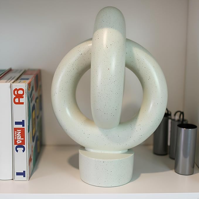 12" Modern Abstract Ring Decorative Sculpture, Knot Sculptures,Home Decor,Coffee Table Statues,Dining Living Room Desk Decor,Light Gray