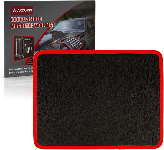 ‌Arcomin Magnetic Tool Mat & Holder | 12.8"x9.8" Flexible Magnetic Tray for Garage Workshop, Scratchproof PVC Surface with Non-Slip Grip | Auto Repair, Toolbox Organizer for Mechanics & DIY