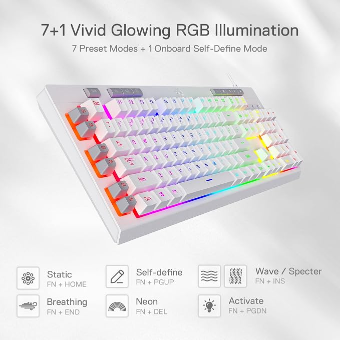 Redragon K512 RGB Membrane Gaming Keyboard, 6 Macro Keys & Easy Media Wheel | Dedicated Scroll Controls, No Software Needed 6 On-the-Fly Combos for Extensive Games, 13 Backlight Modes, Wrist Support