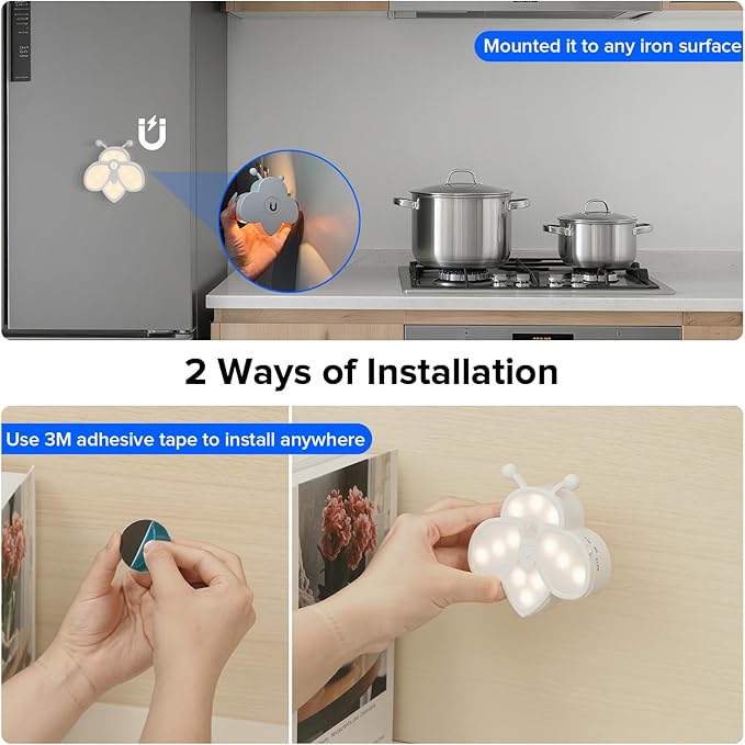 Motion Sensor Stair Lights Indoor - Rechargeable Dimmable RGBW & Warm White Night Light, Magnetic Mount Motion Activated Battery Lamp for Step Hallway Bathroom Cabinet Closet(Pink, 1 Pack)