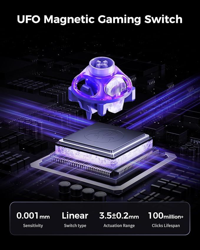 GravaStar Mercury V60 Pro 60% HE Magnetic Gaming Keyboard, True 8kHz Polling Rate, 0.125ms Latency, Dynamic Rapid Trigger, 0.005mm Adjustable Actuation, Full Aluminum Frame