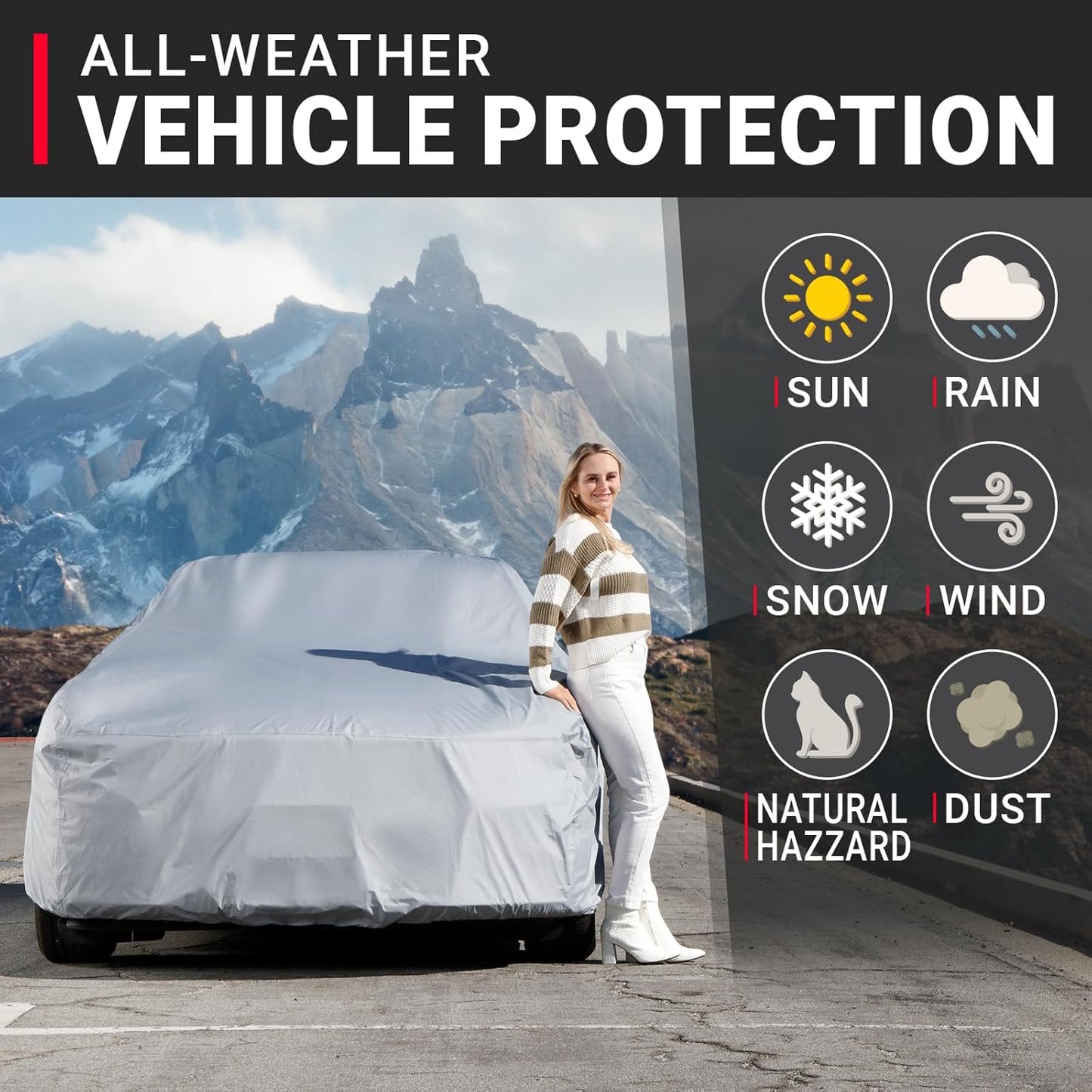 iCarCover Premium Car Cover for 1954-1957 Chevy Bel Air 2-Door Wagon, 4-Door Wagon Heavy Duty Waterproof All-Weather Automobiles Custom Fit Indoor Outdoor UV Snow Protection Covers with Straps and Bag