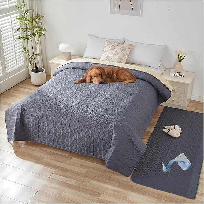Waterproof Dog Bed Cover Pet Blanket, Soft Pet Couch Covers for Sofa Washable, Bed Couch Sofa Furniture Protector for Puppy Cat Kids (Grey,210 * 305 CM)