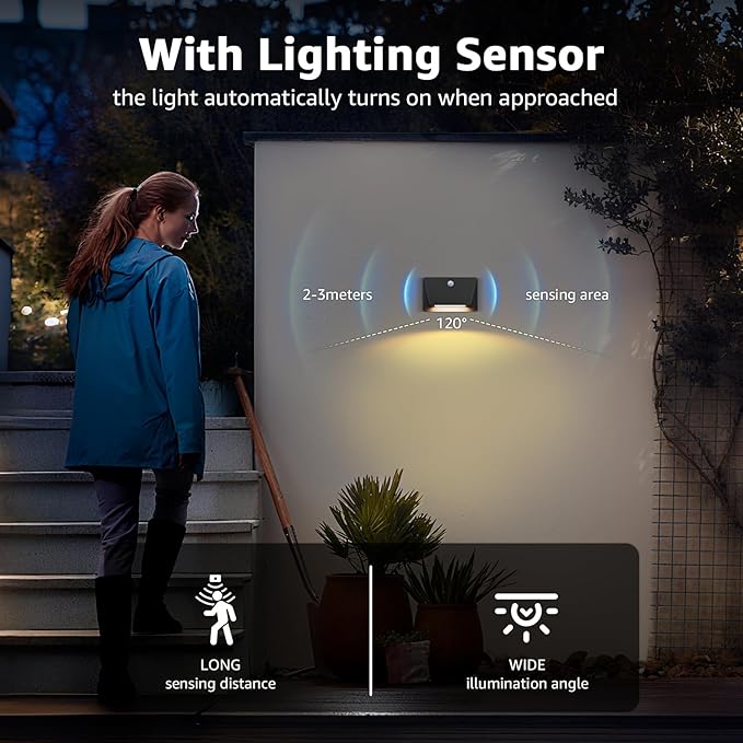uuffoo Rechargeable Motion Sensor Wall Light, Magnetic Linkage Multi-Sensor Stair Lights with 3 Brightness Levels, Wireless Battery Operated Indoor Wall Lamp for Closet Bedroom Hallway(Black)