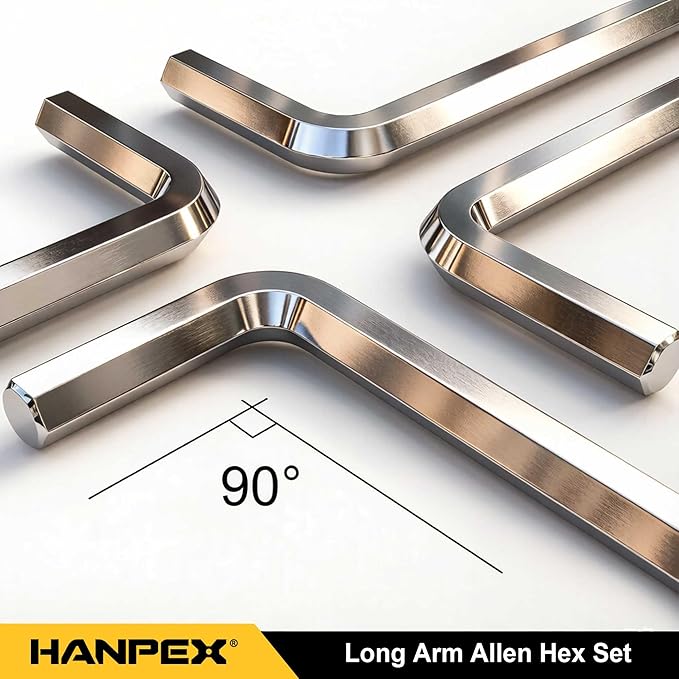 Long Arm Hex Key Allen Wrench Set with Ball End, Ball-End Hex Key Metric/Imperial, Allen Wrench Chrome Vanadium Steel(Cr-V), Tamperproof TORX L- Key Set (18-Piece)