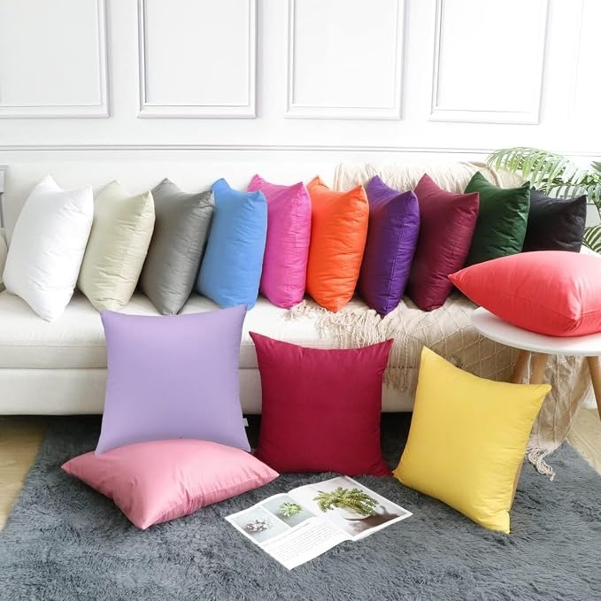 4-Pack 100% Cotton Comfortable Solid Decorative Throw Pillow Case,Thmyo Square Cushion Cover Pillowcase Sublimation Blank Pillow Covers DIY Throw Pillowcase for Sofa(16x16 inch/ 40x40cm,Sky Blue)