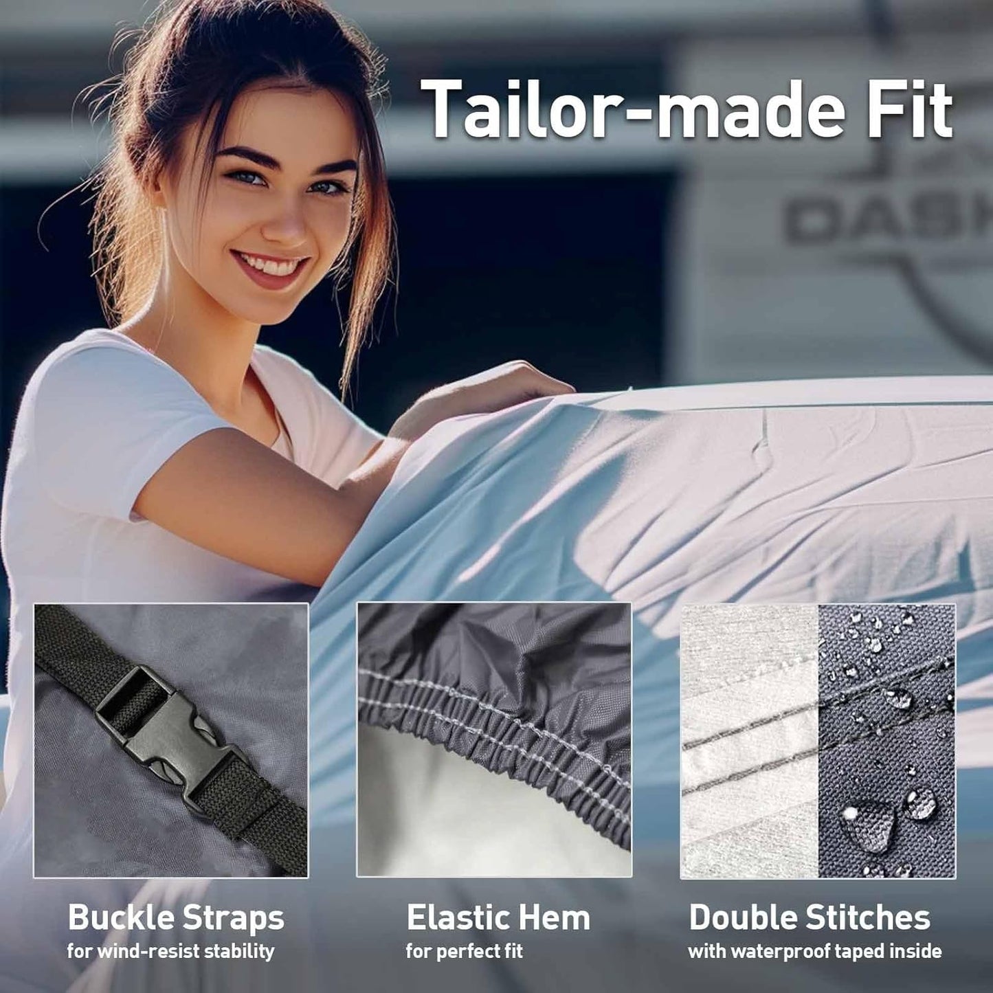 DaShield Ultimum Series Car Cover for Cadillac Fleetwood 1961-1996 Sedan 4-Door All Weather Protection Semi Custom Fit Dust, Sun, Snow, Rain Protection Indoor Outdoor