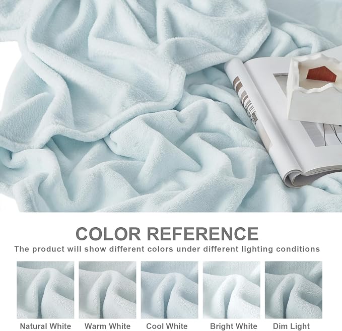 Hansleep Full Ice Blue Fleece Blanket, Soft Flannel Bed Blanket | Fuzzy Cozy Blanket 84x90 Inches, Multi-use for Bed, Sofa, Couch, Travel, Camping, All Season Warm Lightweight Cover