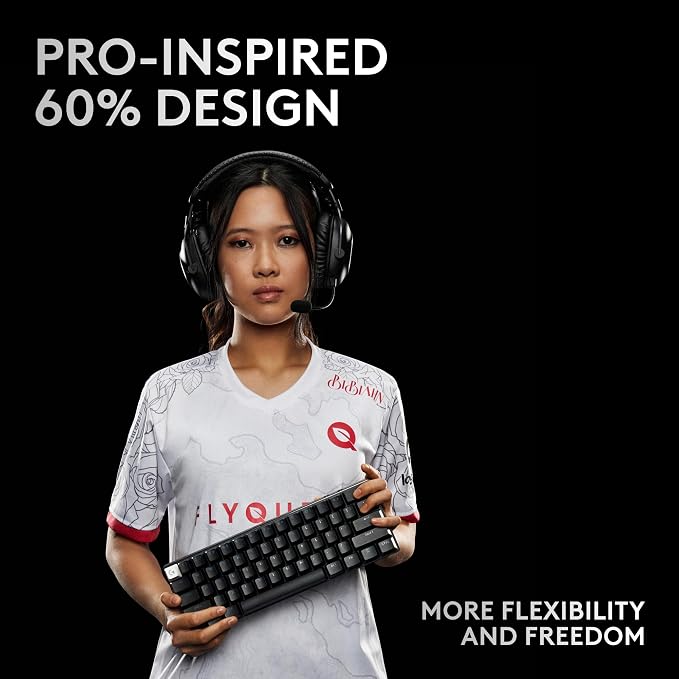 Logitech G PRO X 60% Wireless Gaming Keyboard (Tactile Optical) - Black | Lightspeed, ultra-compact TKL 60% mechanical, for Windows PC, LIGHTSYNC RGB, dual-shot PBT keycaps, optical switches
